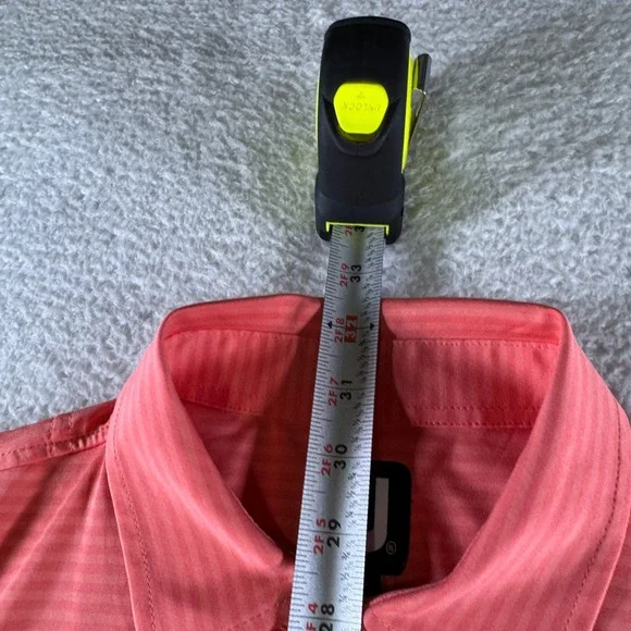 Footjoy Athletic Golf Polo Shirt Stretch Peach Orange Striped Men's XL Logo - Picture 5 of 7